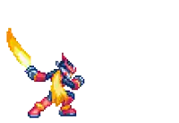 a pixel art of a cartoon character flying through a circle of fire