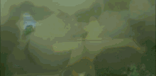 a cartoon character is flying through the air in front of a forest .