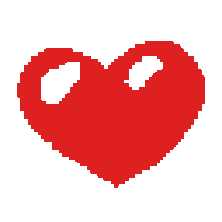 a pixel art of a broken heart with a hole in it