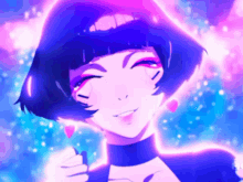 a girl with a choker around her neck is smiling