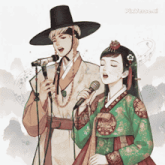 a man and a woman singing into microphones with pixverse.ai written below them