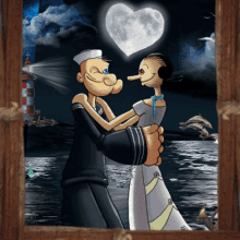 Popeye And Olive Love GIF - Popeye And Olive Love Heart Moon GIFs
