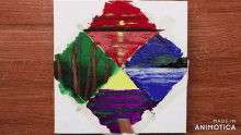 a painting on a canvas with the words made in animatica on the bottom
