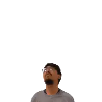 a man with glasses has a green cross above his head