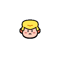 a cartoon drawing of a man with a purple face and a yellow hat on a white background .