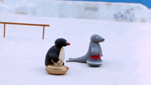 Pingu Curling GIF - Pingu Curling Robby The Seal GIFs