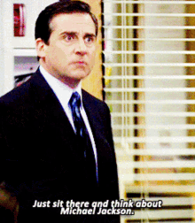The Office Michael Scott GIF - The Office Michael Scott Just Sit There And Think About Michael Jackson GIFs