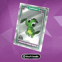 a veefriends card with a green praying mantis