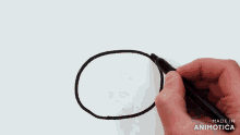 a person is drawing a dog with a black marker and the words made in animotica are below it