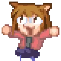 a pixel art drawing of a girl with a cat ear