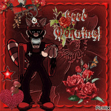 a picture of a cartoon character with the words good morning on it