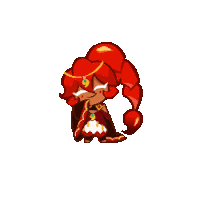 a pixel art drawing of a scorpion cookie from a cookie run game .