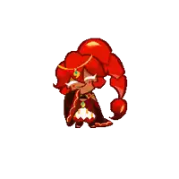 a pixel art drawing of a scorpion cookie from a cookie run game .