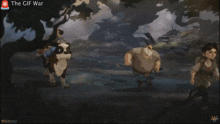 a gif of a person riding on the back of a cow with the words the gif war above them