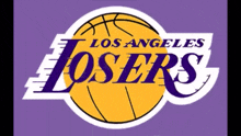 a los angeles losers logo with a basketball in the center