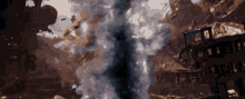 a large explosion is going on in a dark room