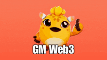 gm web3 is written on a red background