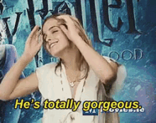 He'S Totally Gorgeous - Gorgeous GIF - Emma Watson Hes Totally Gorgeous Blush GIFs