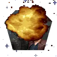 a pixel art drawing of a man with a huge explosion coming out of his head