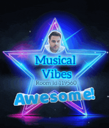a poster that says musical vibes room id 119060 awesome
