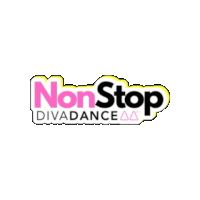 a pink and yellow logo for nonstop diva dance aa