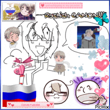 a collage of drawings with the words " i love russia " on the bottom