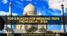 top 5 places for weekend trips from delhi 2024