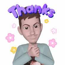 a man with a beard and a shirt that says thanks