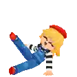 a pixel art of a boy doing a handstand upside down .