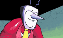 a cartoon character with a long nose and a red jacket and tie