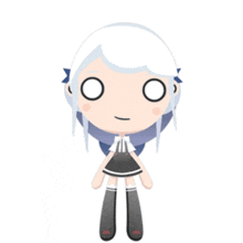 a cartoon girl with white hair and purple hair