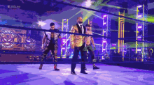 a group of men are standing in a wrestling ring with the words # 20slive in the background