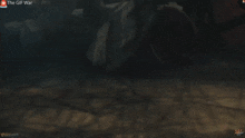 a cartoon character is laying on the ground and the gif war is displayed
