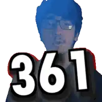 a pixelated image of a man with glasses and the number 361 behind him