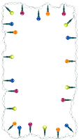 a border of christmas lights on a green wire