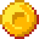 a pixel art illustration of a yellow object with a red border .