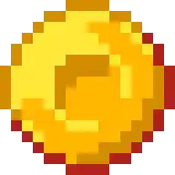 a pixel art illustration of a yellow object with a red border .
