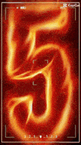 a red background with the number 5 on it and a camera taking a picture
