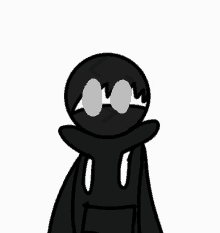 a black and white drawing of a monster with a white eye