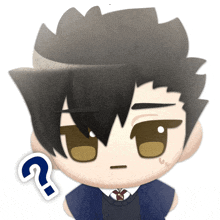 a cartoon character with a question mark behind him