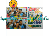 a group of men are posing for a picture with a smiley face on top