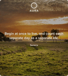 a poster with a quote from seneca and a picture of a field