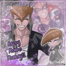 a picture of a man with a mohawk and the words happy mondo monday