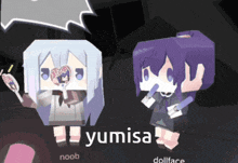 a cartoon drawing of a girl with the word yumisa below her