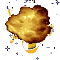 a pixel art drawing of a fried chicken being eaten