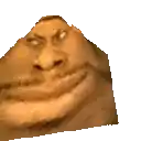 a close up of a cartoon character 's face with a white background .