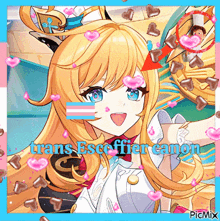 a picture of a girl with the words trans escoffier canon