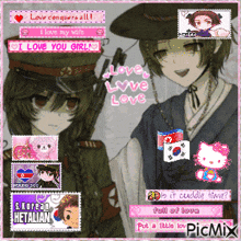 a picture of a boy and a girl with the words i love you girl on it