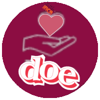 a doe logo with a hand holding a heart and the words love his
