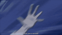 a group of people are standing on a deck and one of them is holding a sword and says wait just a second